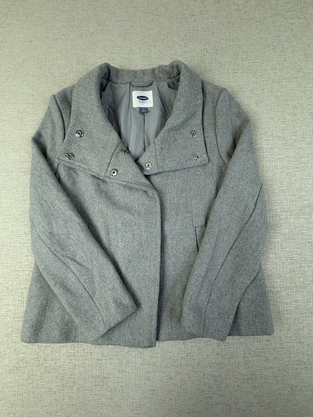 Old Navy Women’s Large Gray Funnel Neck Snap Front Lined Jacket Coat